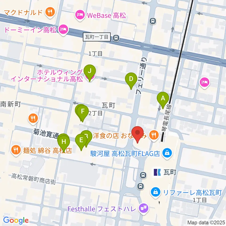 高松モンスター周辺のホテル一覧地図