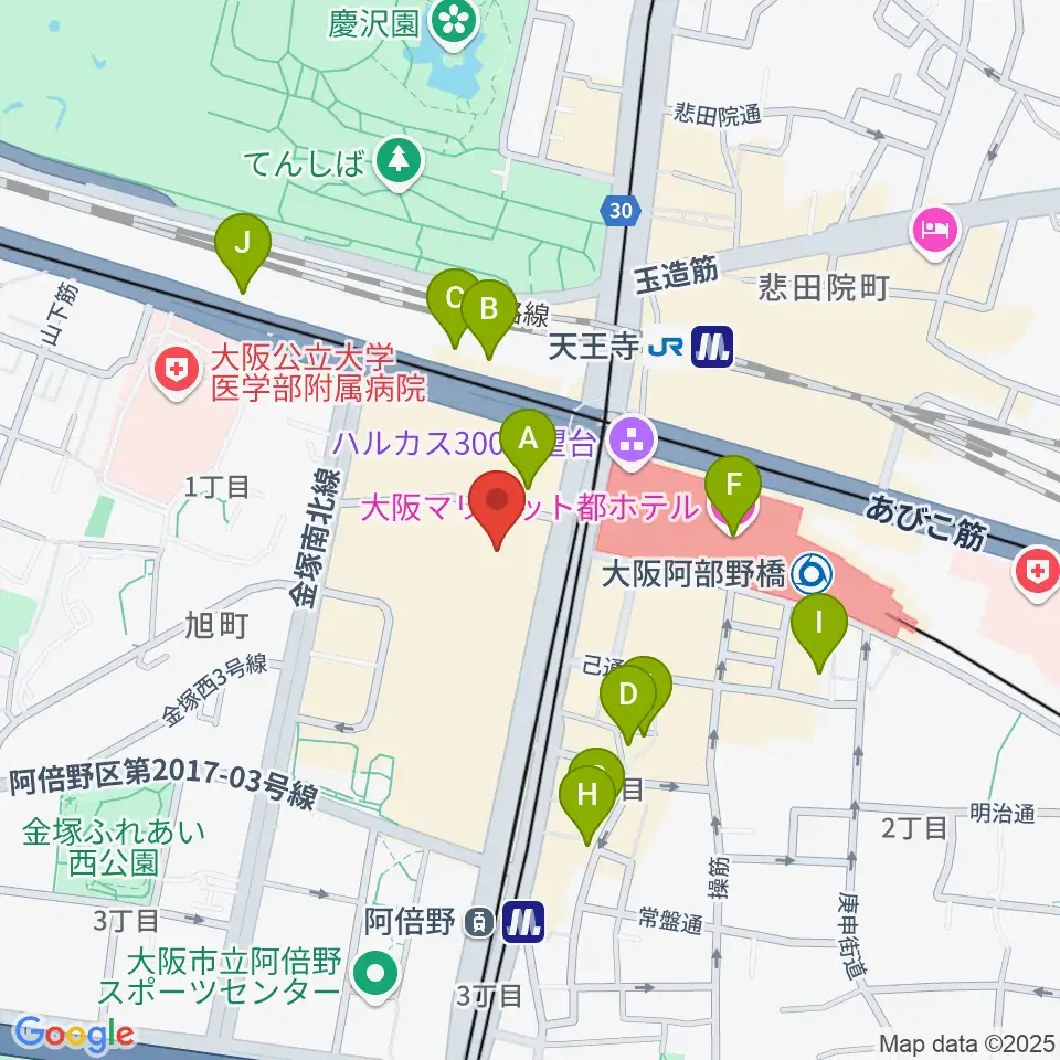 阿倍野ROCKTOWN周辺のホテル一覧地図