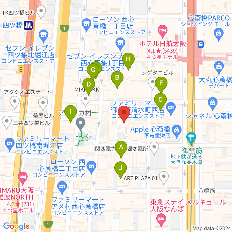 心斎橋BIGCAT周辺のホテル一覧地図