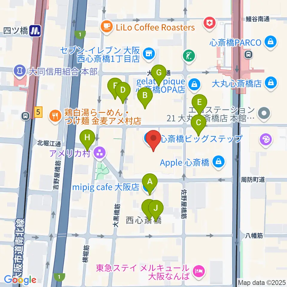 心斎橋BIGCAT周辺のホテル一覧地図