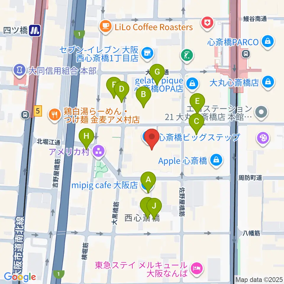 心斎橋BIGCAT周辺のホテル一覧地図