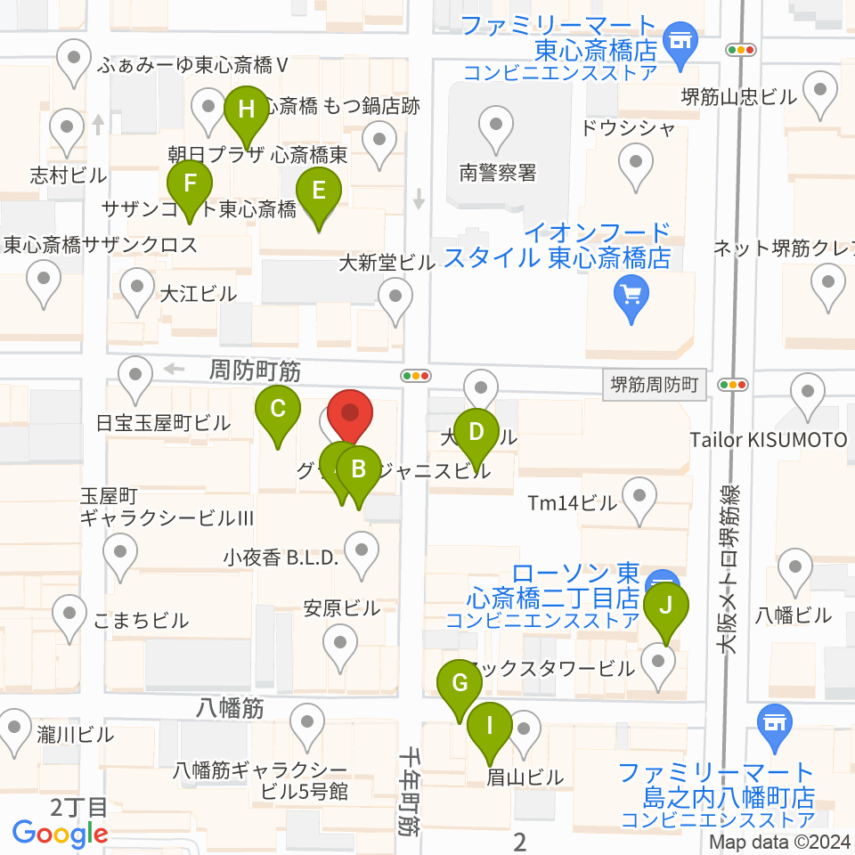 心斎橋ジャニス周辺のホテル一覧地図