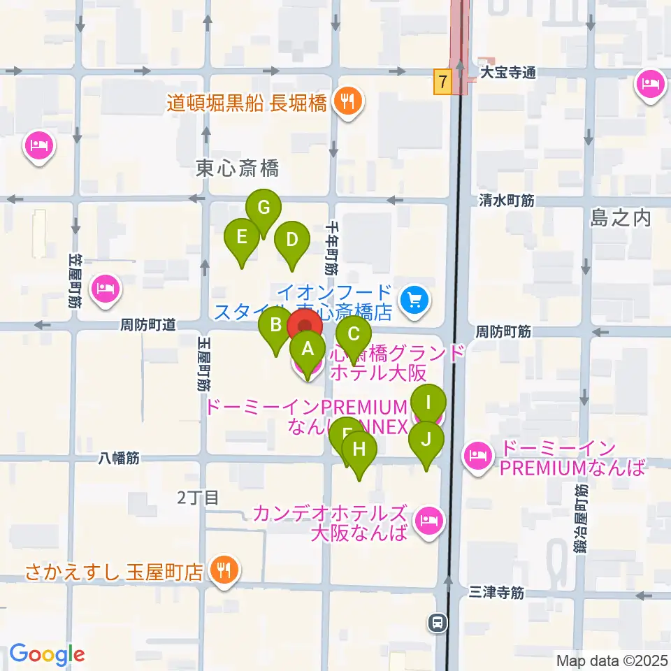 心斎橋ジャニス周辺のホテル一覧地図