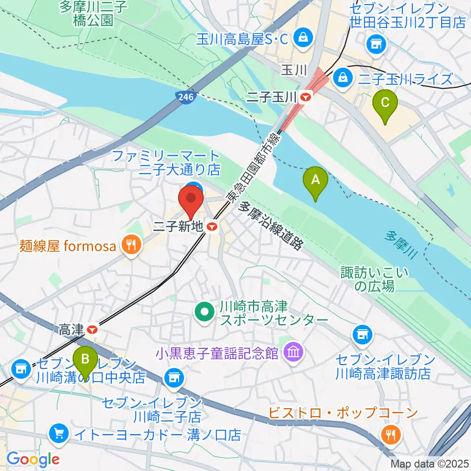 Iorana Music 二子新地周辺のホテル一覧地図