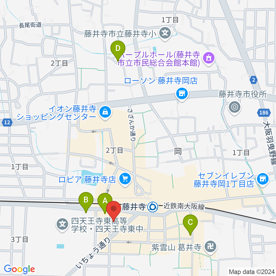 藤井寺JAMJAM周辺のホテル一覧地図