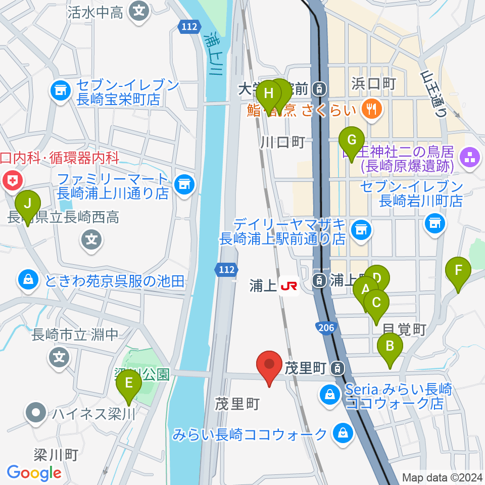 ベネックス長崎ブリックホール周辺のホテル一覧地図