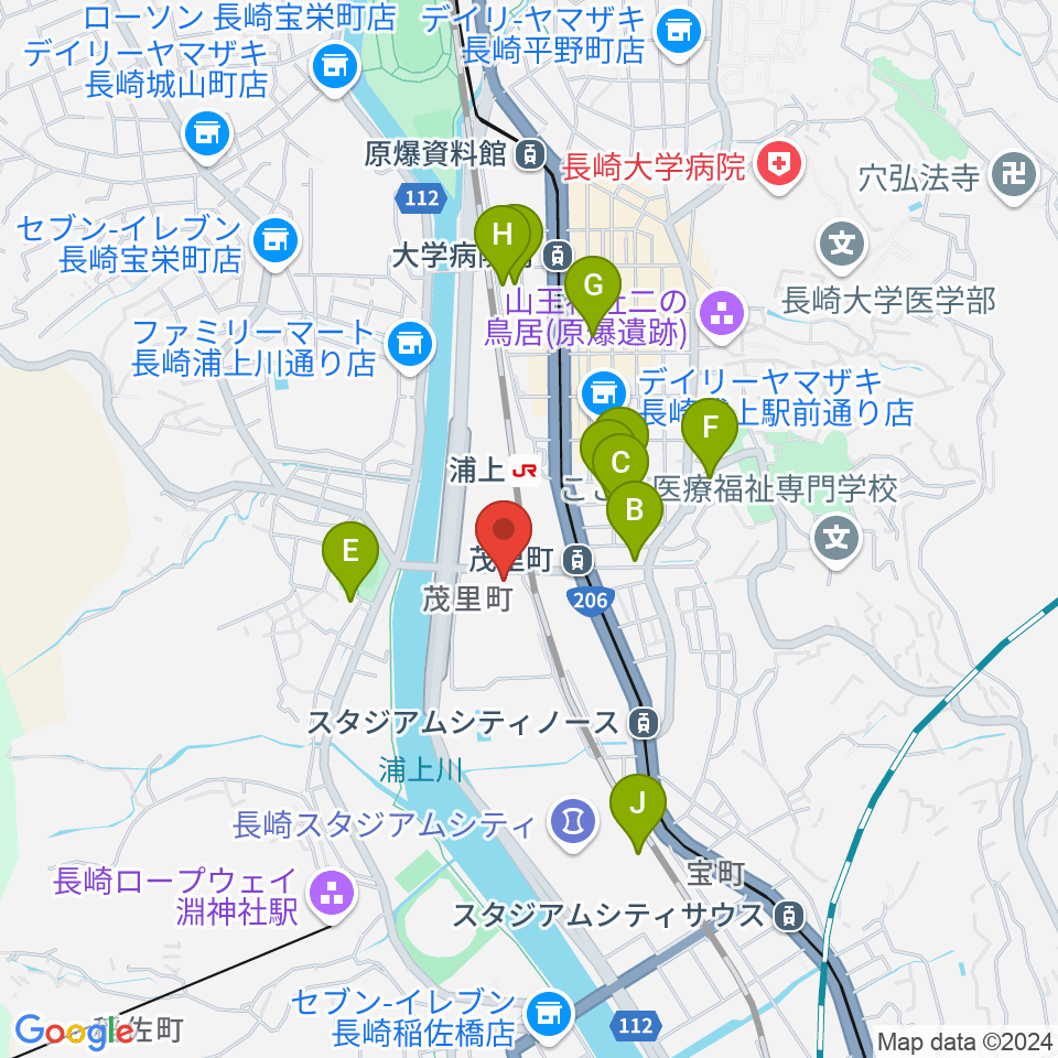 ベネックス長崎ブリックホール周辺のホテル一覧地図