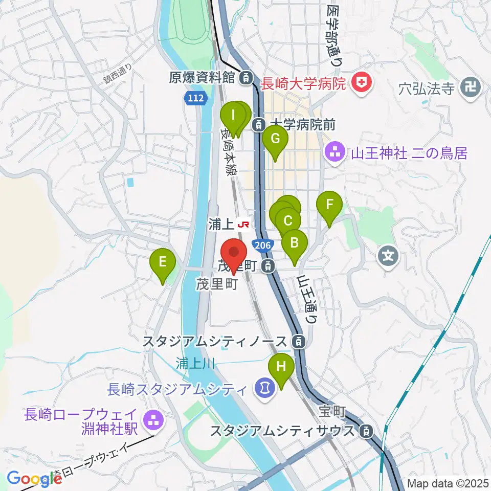 ベネックス長崎ブリックホール周辺のホテル一覧地図