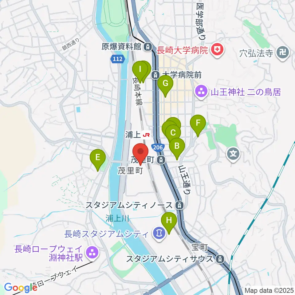 ベネックス長崎ブリックホール周辺のホテル一覧地図