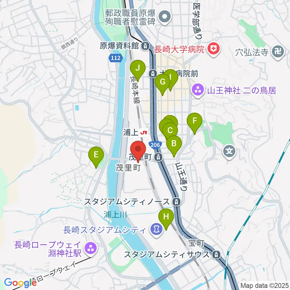 ベネックス長崎ブリックホール周辺のホテル一覧地図