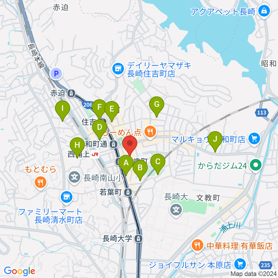 長崎市チトセピアホール周辺のホテル一覧地図