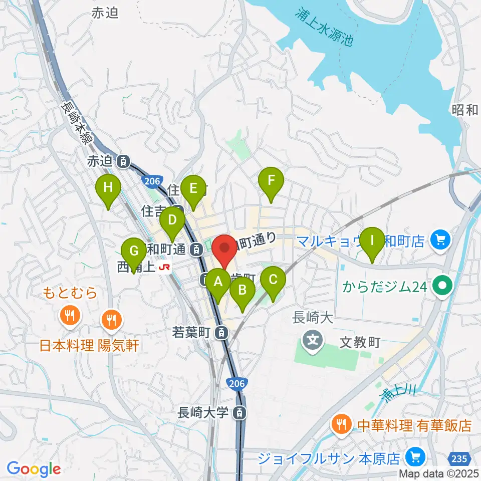 長崎市チトセピアホール周辺のホテル一覧地図
