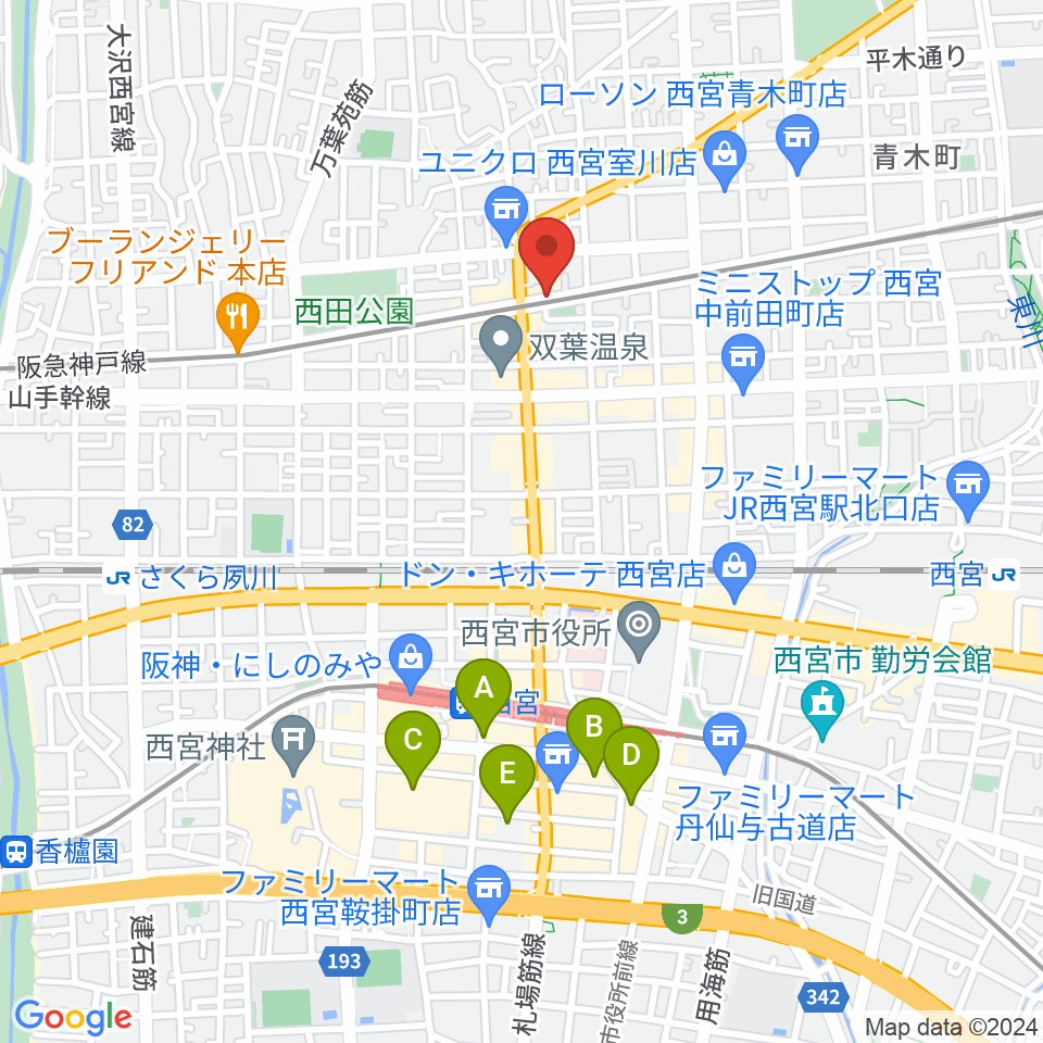 音楽スタジオ モンジャクシン周辺のホテル一覧地図