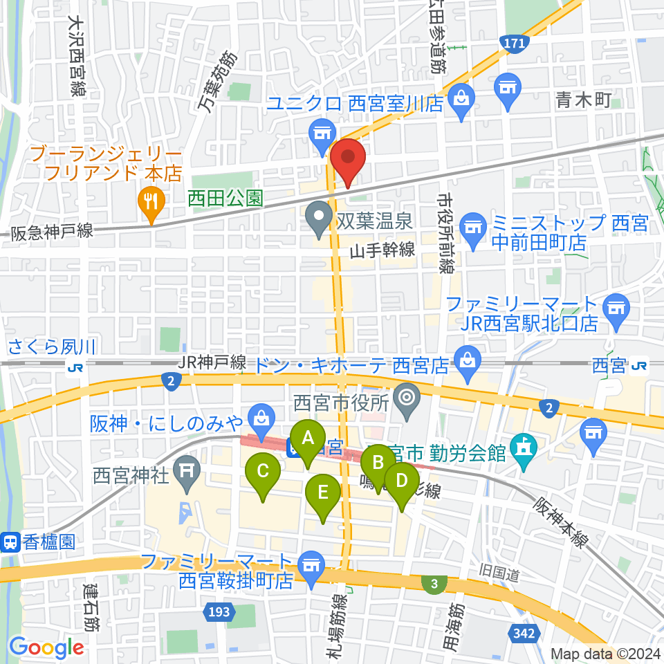 音楽スタジオ モンジャクシン周辺のホテル一覧地図