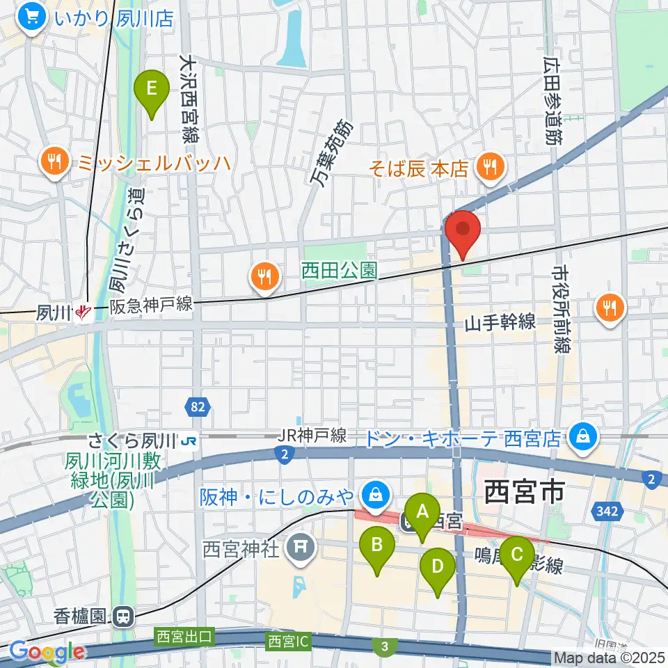 西宮モンジャクシン周辺のホテル一覧地図