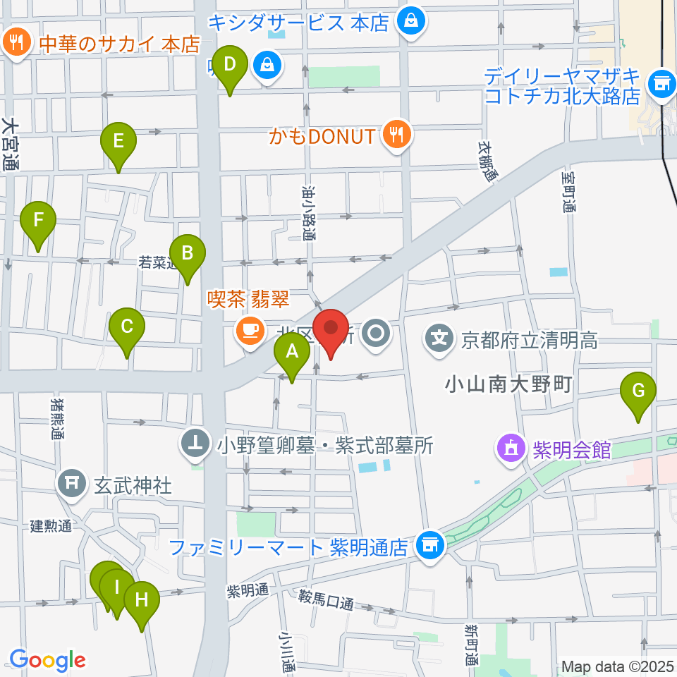 京都市北青少年活動センター周辺のホテル一覧地図