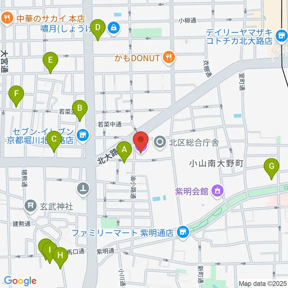 京都市北青少年活動センター周辺のホテル一覧地図