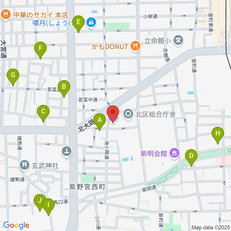 京都市北青少年活動センター周辺のホテル一覧地図