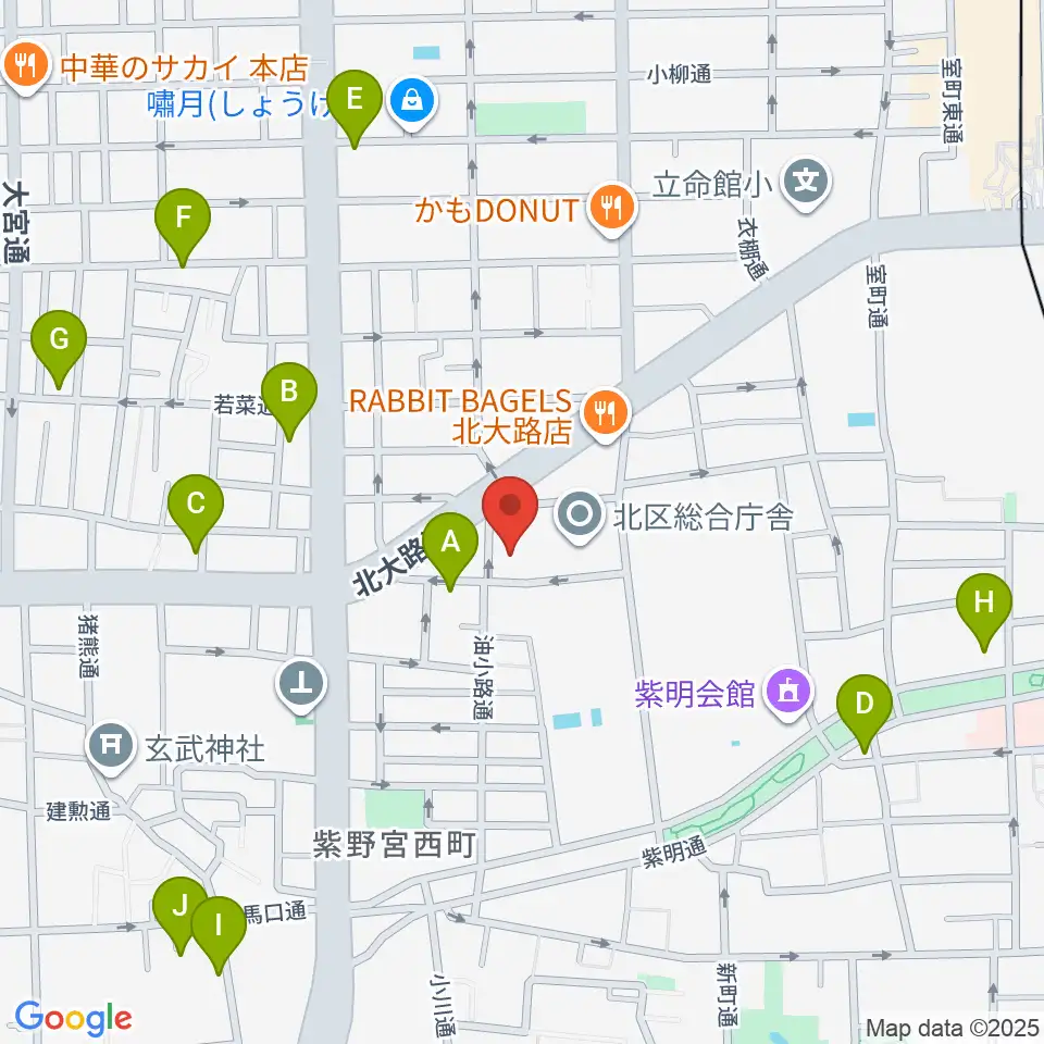 京都市北青少年活動センター周辺のホテル一覧地図
