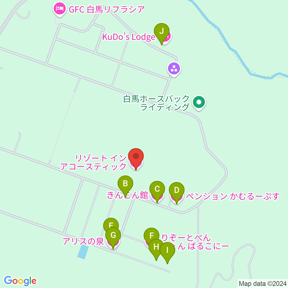 白馬アコースティック周辺のホテル一覧地図