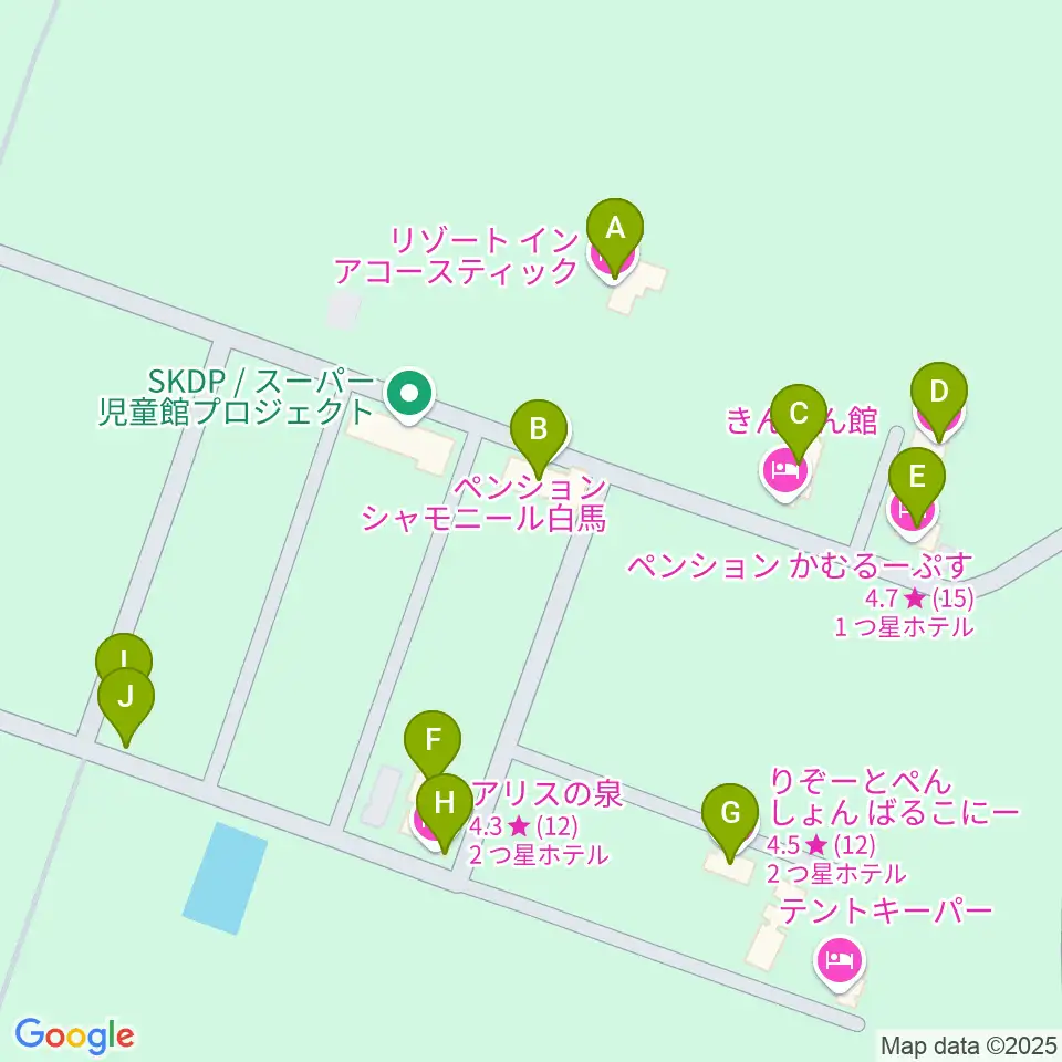 白馬アコースティック周辺のホテル一覧地図