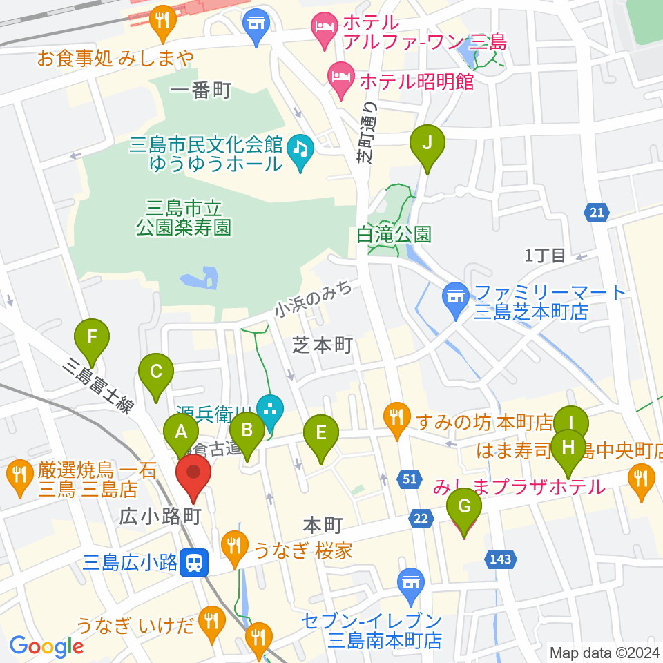 STUDIO O&K 三島店周辺のホテル一覧地図