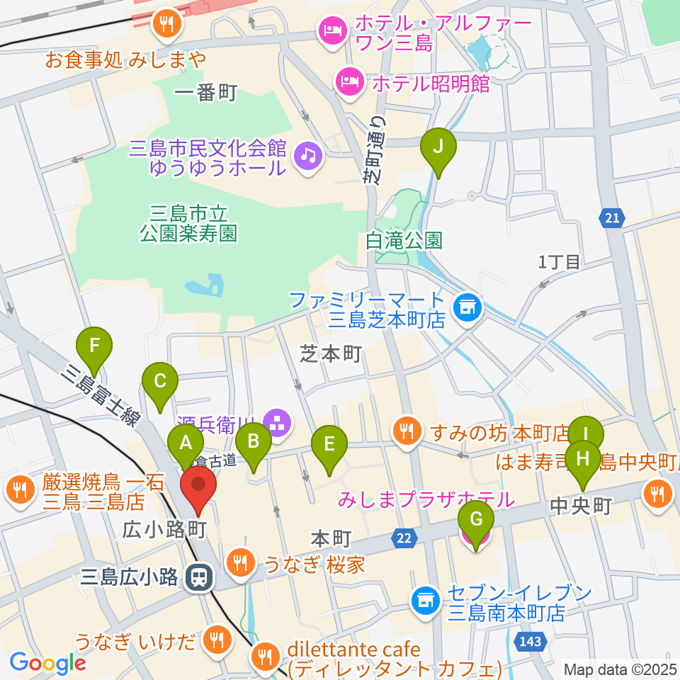 STUDIO O&K 三島店周辺のホテル一覧地図