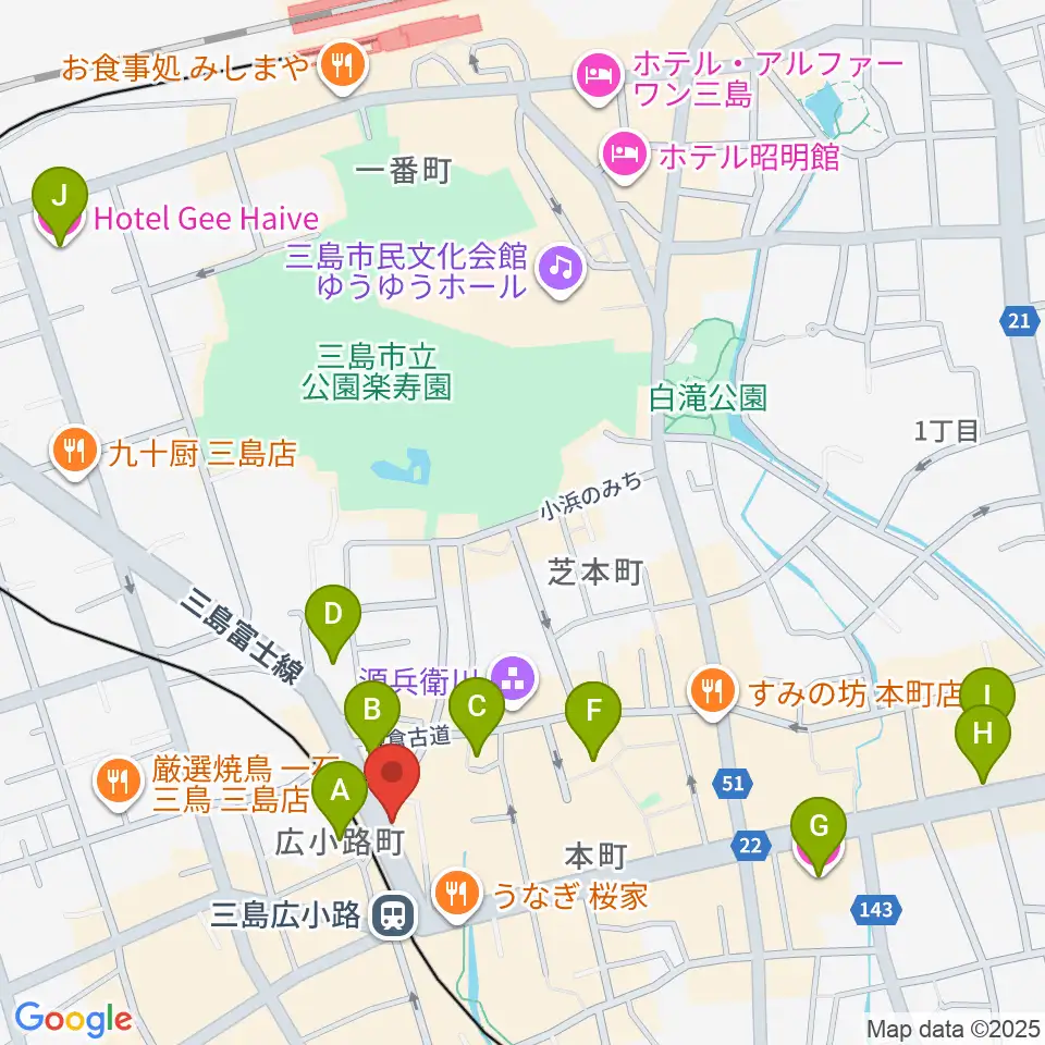STUDIO O&K 三島店周辺のホテル一覧地図