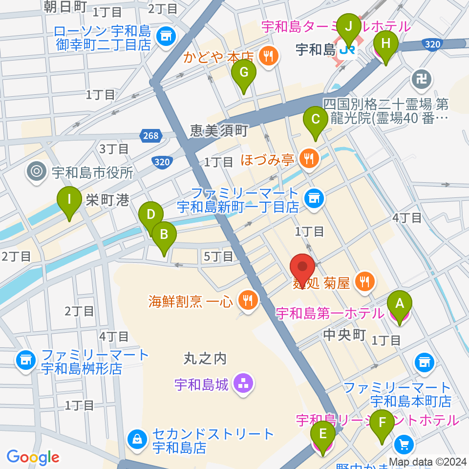 いわね楽器店周辺のホテル一覧地図