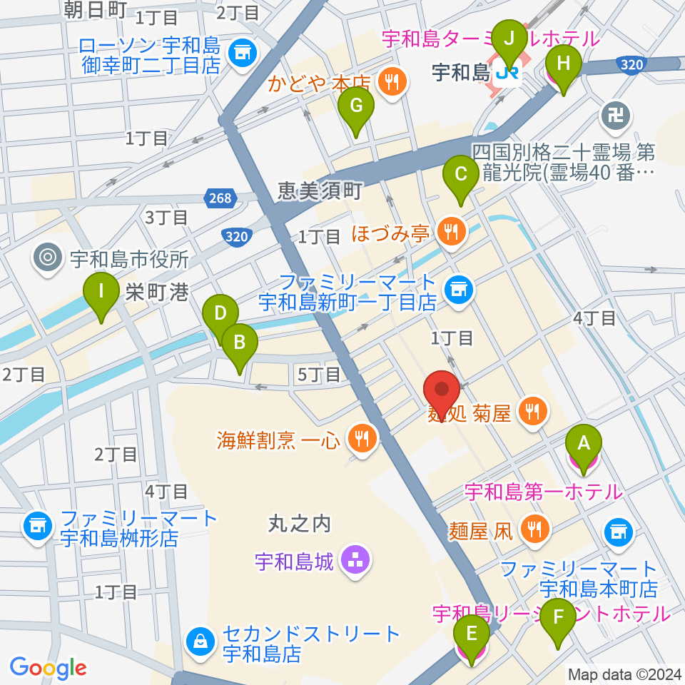 いわね楽器店周辺のホテル一覧地図