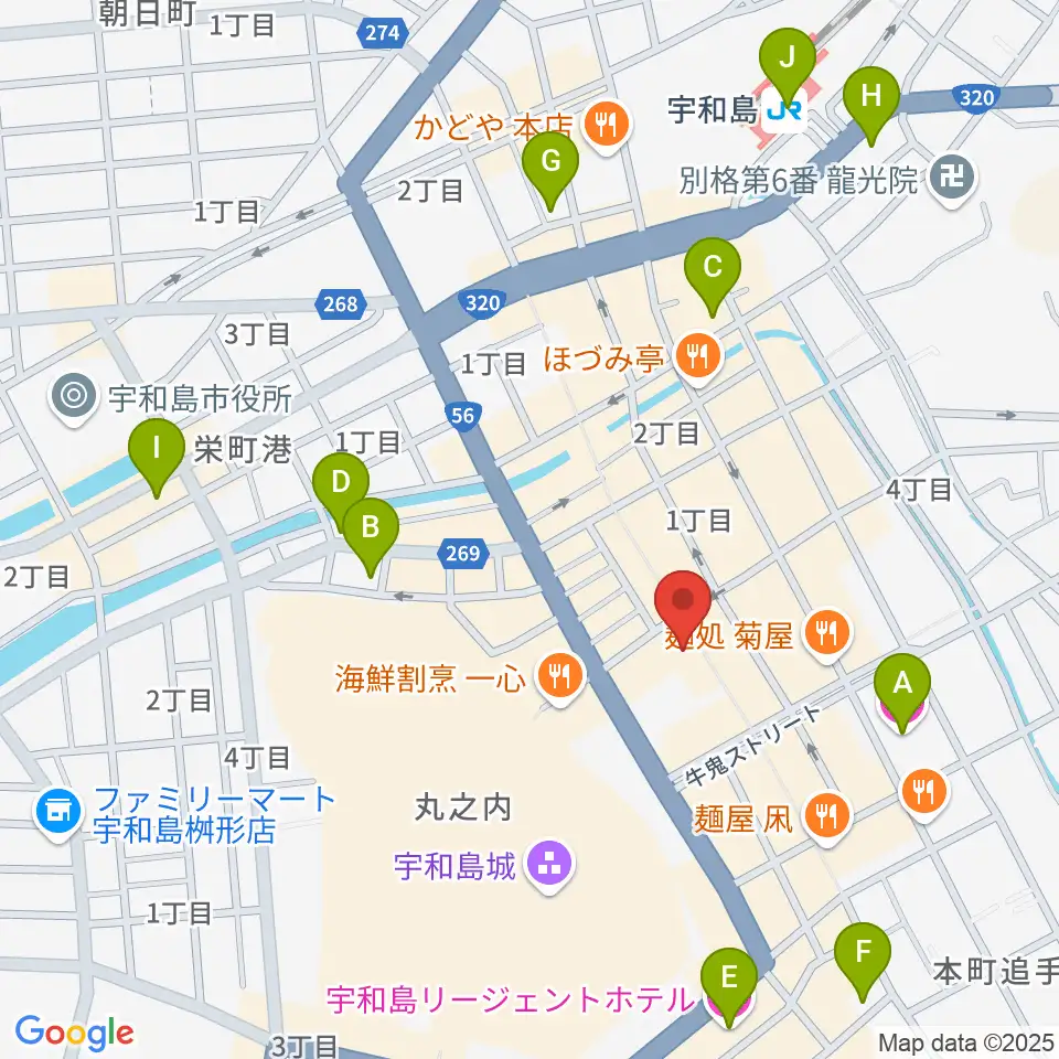 いわね楽器店周辺のホテル一覧地図