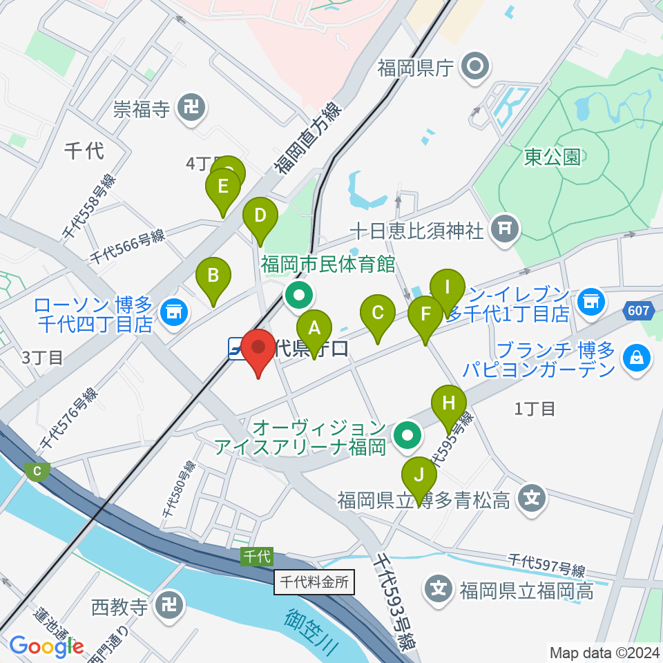 ガスホール周辺のホテル一覧地図