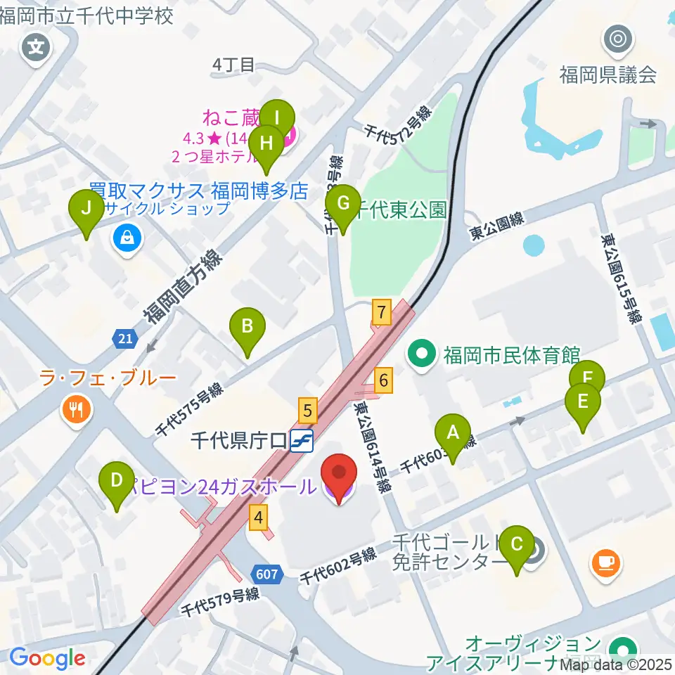ガスホール周辺のホテル一覧地図