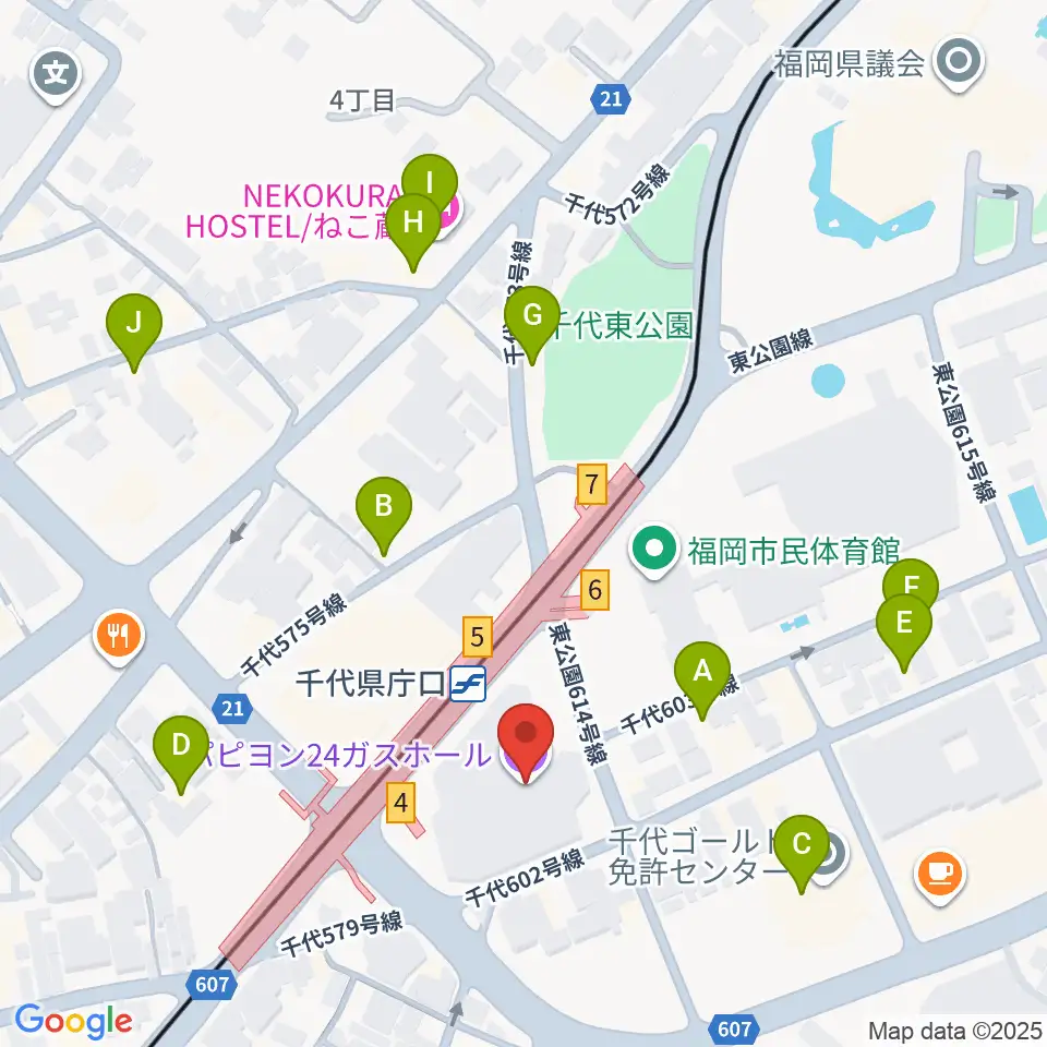 ガスホール周辺のホテル一覧地図
