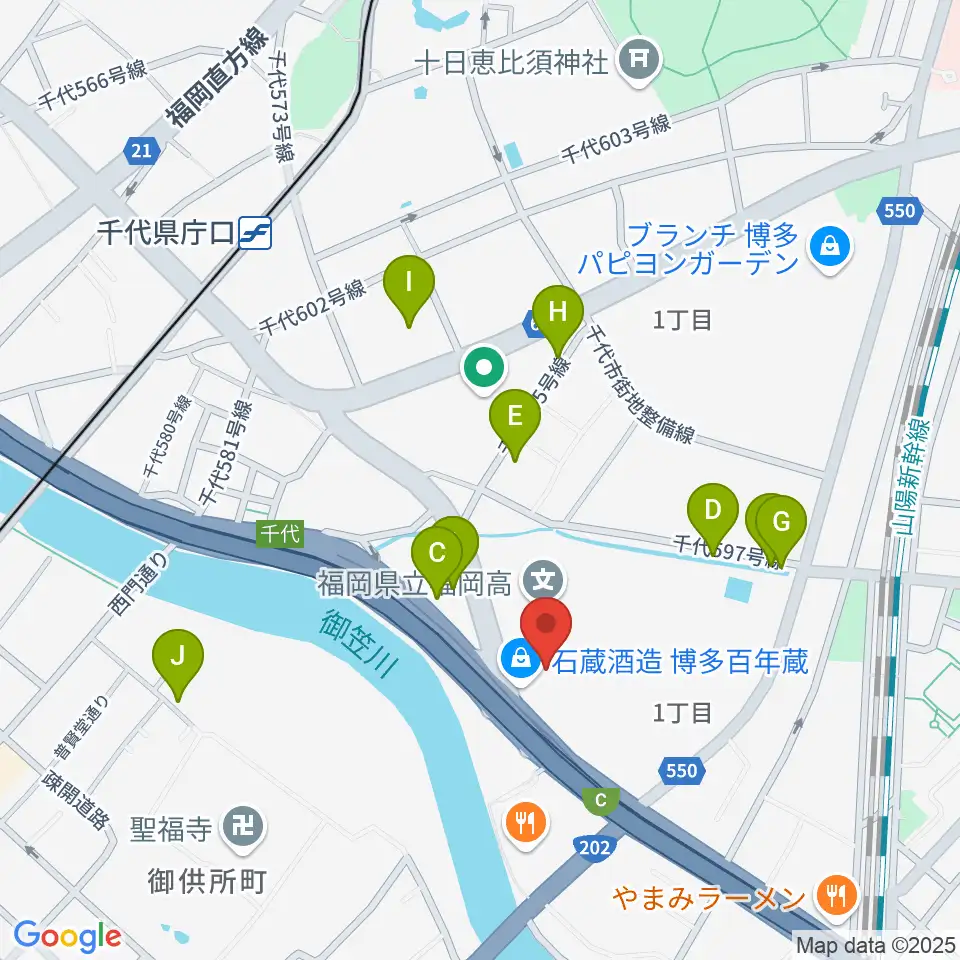 石蔵酒造 博多百年蔵周辺のホテル一覧地図