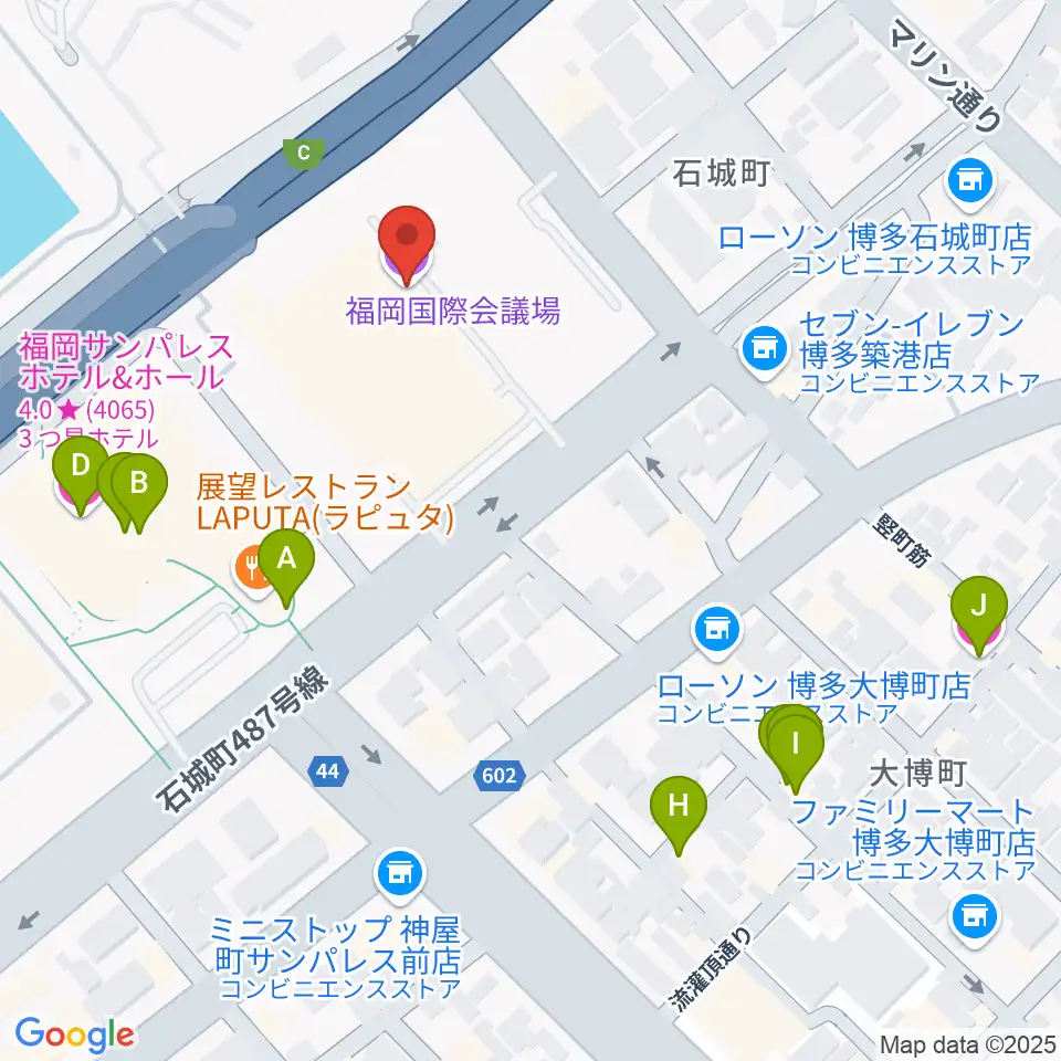 福岡国際会議場周辺のホテル一覧地図