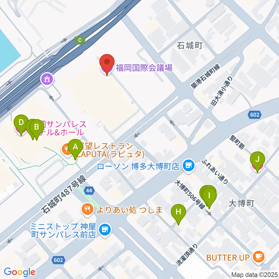 福岡国際会議場周辺のホテル一覧地図