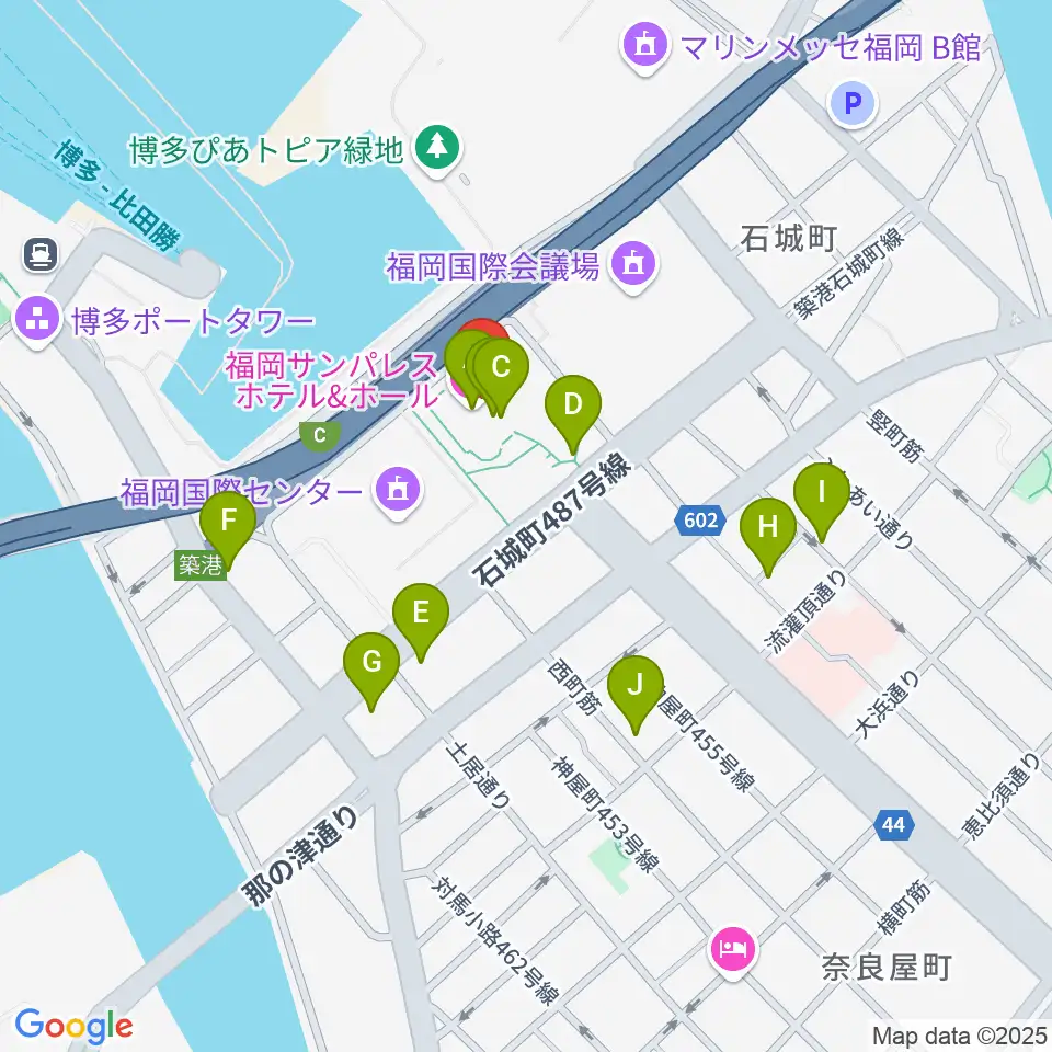 福岡サンパレス ホテル&ホール周辺のホテル一覧地図