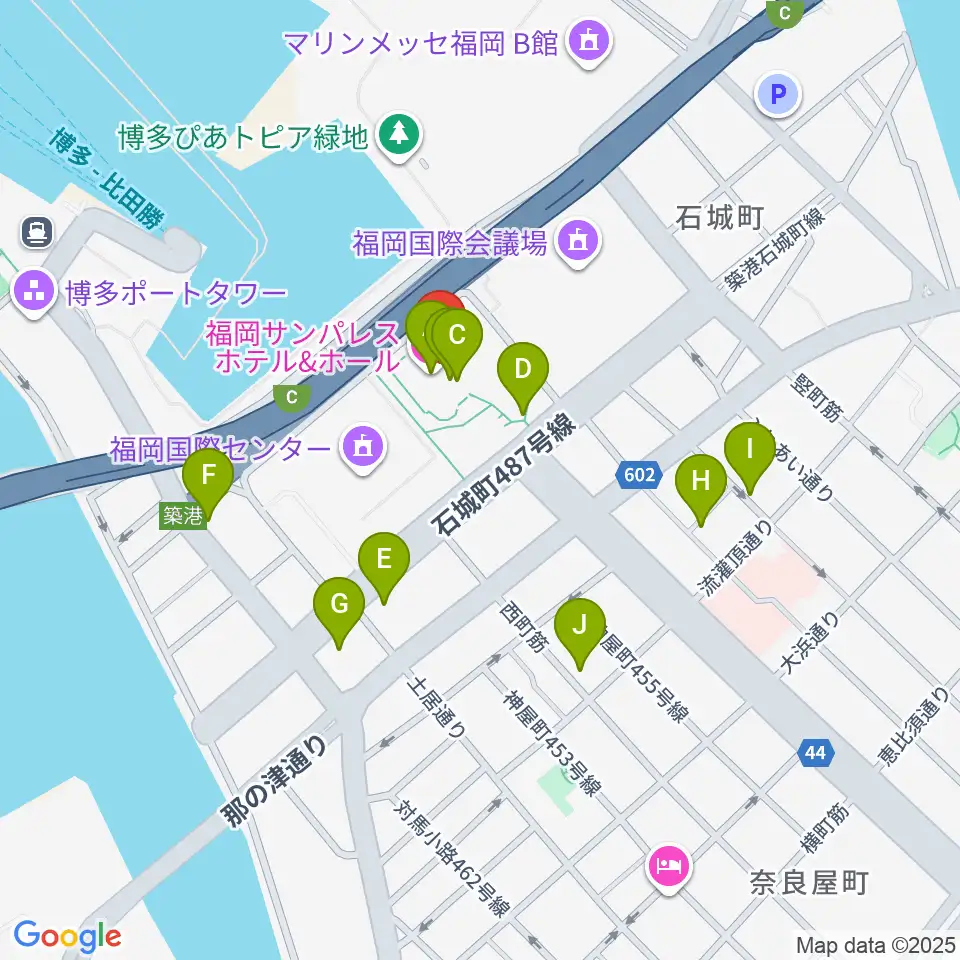 福岡サンパレス ホテル&ホール周辺のホテル一覧地図