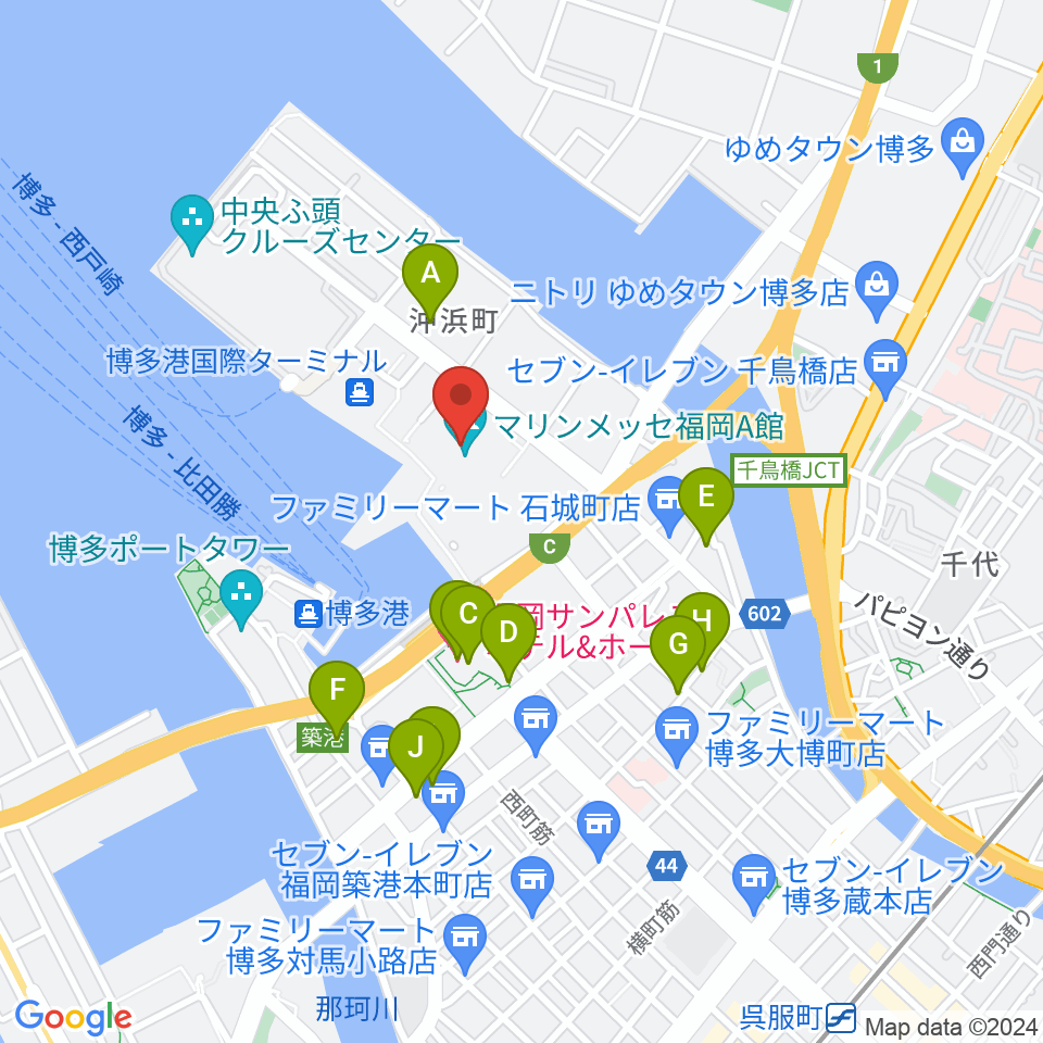 マリンメッセ福岡A館周辺のホテル一覧地図