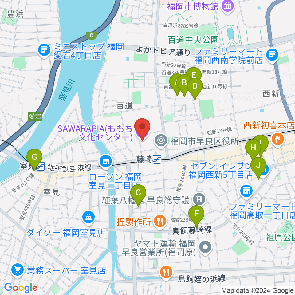 サワラピア 福岡県立ももち文化センター周辺のホテル一覧地図