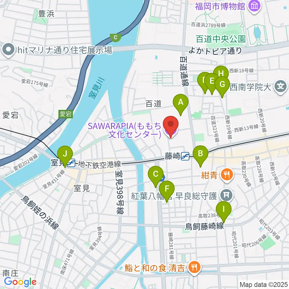 サワラピア 福岡県立ももち文化センター周辺のホテル一覧地図