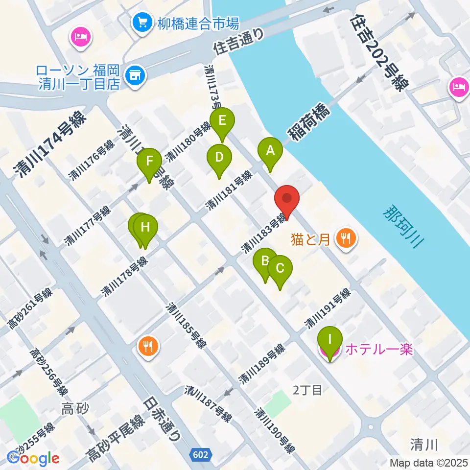 福岡UTERO周辺のホテル一覧地図