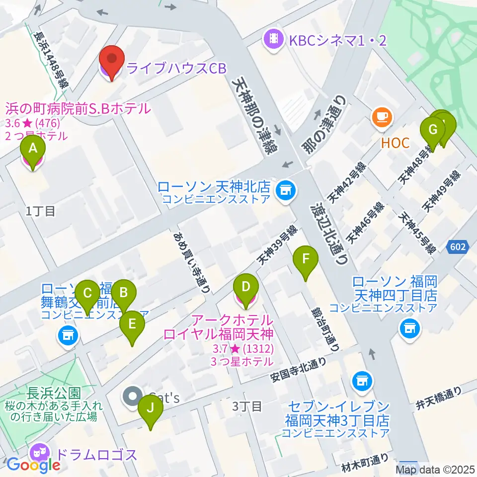 ライブハウスCB周辺のホテル一覧地図