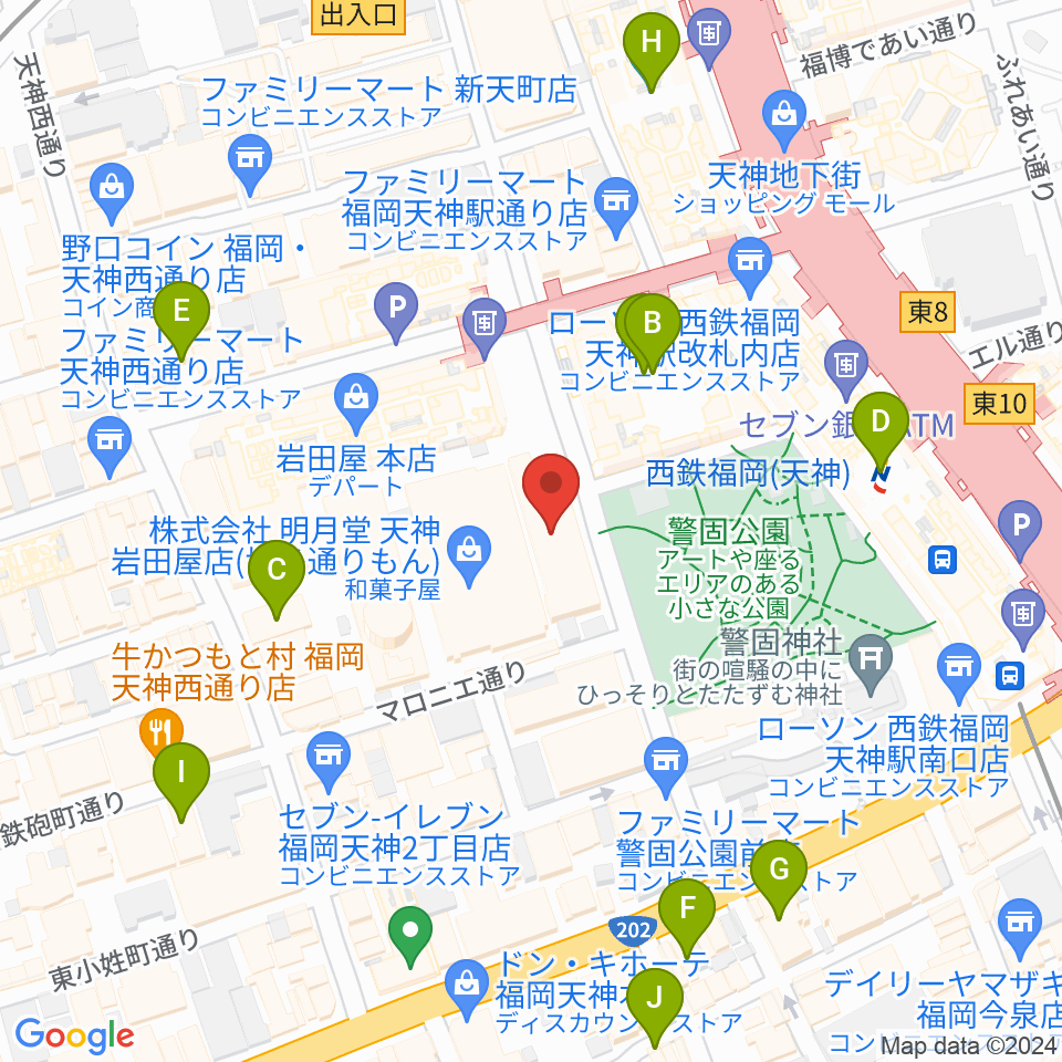 レソラNTT夢天神ホール周辺のホテル一覧地図