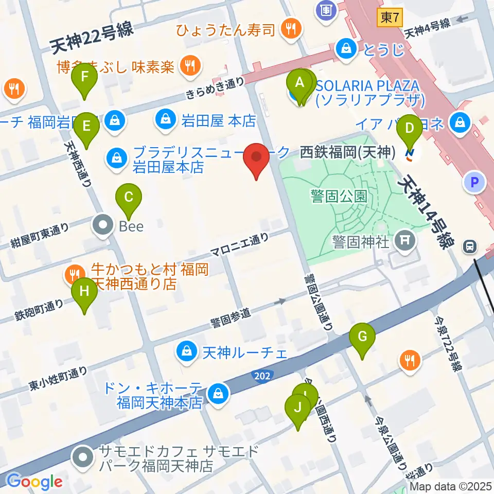 レソラNTT夢天神ホール周辺のホテル一覧地図