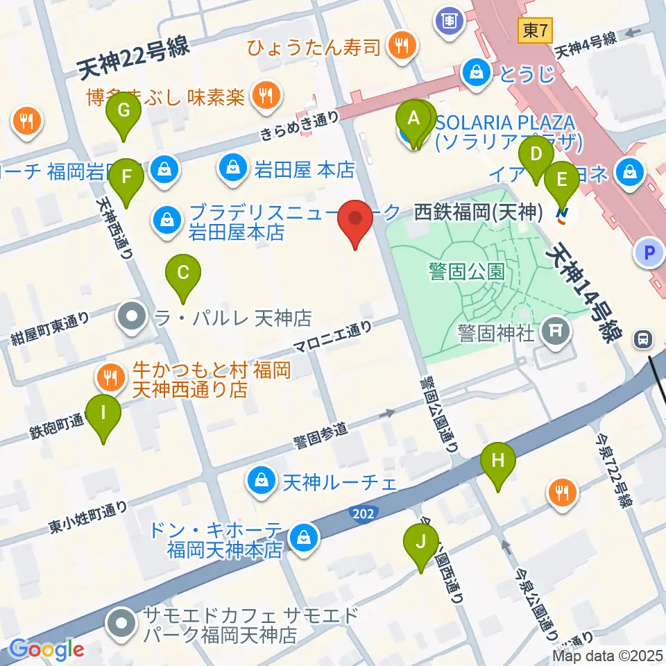 レソラNTT夢天神ホール周辺のホテル一覧地図