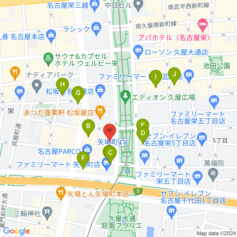 名古屋クラブクアトロ周辺のホテル一覧地図