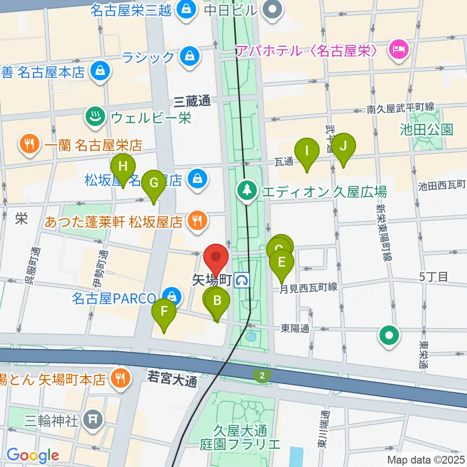 名古屋クラブクアトロ周辺のホテル一覧地図