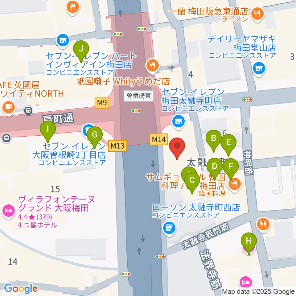梅田クラブクアトロ周辺のホテル一覧地図
